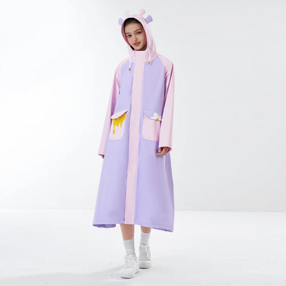 Manteau imperméable Long imperméable pour femmes, Poncho de pluie pour vélo électrique, randonnée voyage, coupe-vent pleine longueur en PU haute fréquence