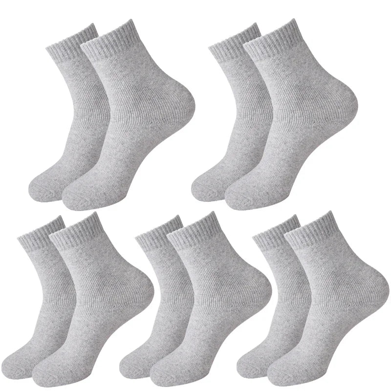 5 paires de chaussettes en laine pour femmes, chaudes, épaisses, confortables, thermiques, couleur unie, chaussettes souples pour dames, chaussettes de travail confortables pour hommes et femmes, randonnée