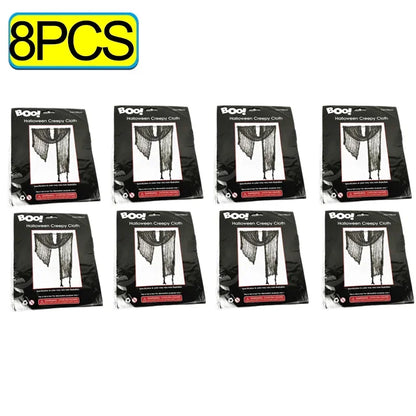 Chiffons effrayants noirs pour Halloween, 76x198cm, maille, filet de gaze pour fête d'halloween, toile d'araignée, gaze murale, accessoires de scène de terreur