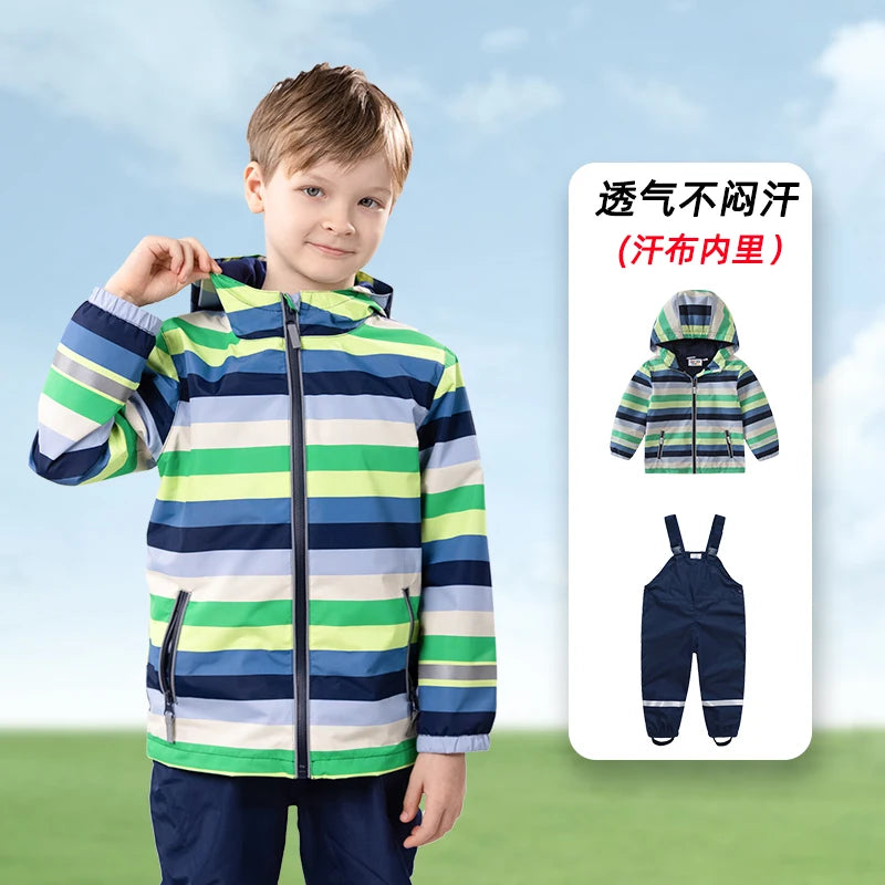 HONEYKING ensembles de vêtements pour enfants imperméable costume bébé salopette imperméable pantalon garçons combinaison pour enfants veste et pantalon ensemble