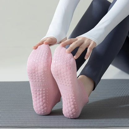 Chaussettes de Yoga en maille respirante pour femmes, en coton, coupe basse, courtes, pour gymnastique, Fitness, danse, sport, professionnelles, antidérapantes, pour Pilates