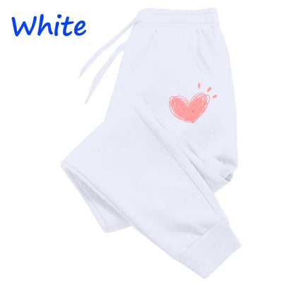 Femmes mignon coeur imprimé pantalons de survêtement automne hiver coton pantalons longs survêtement pantalon sport décontracté Fitness femmes pantalons de survêtement