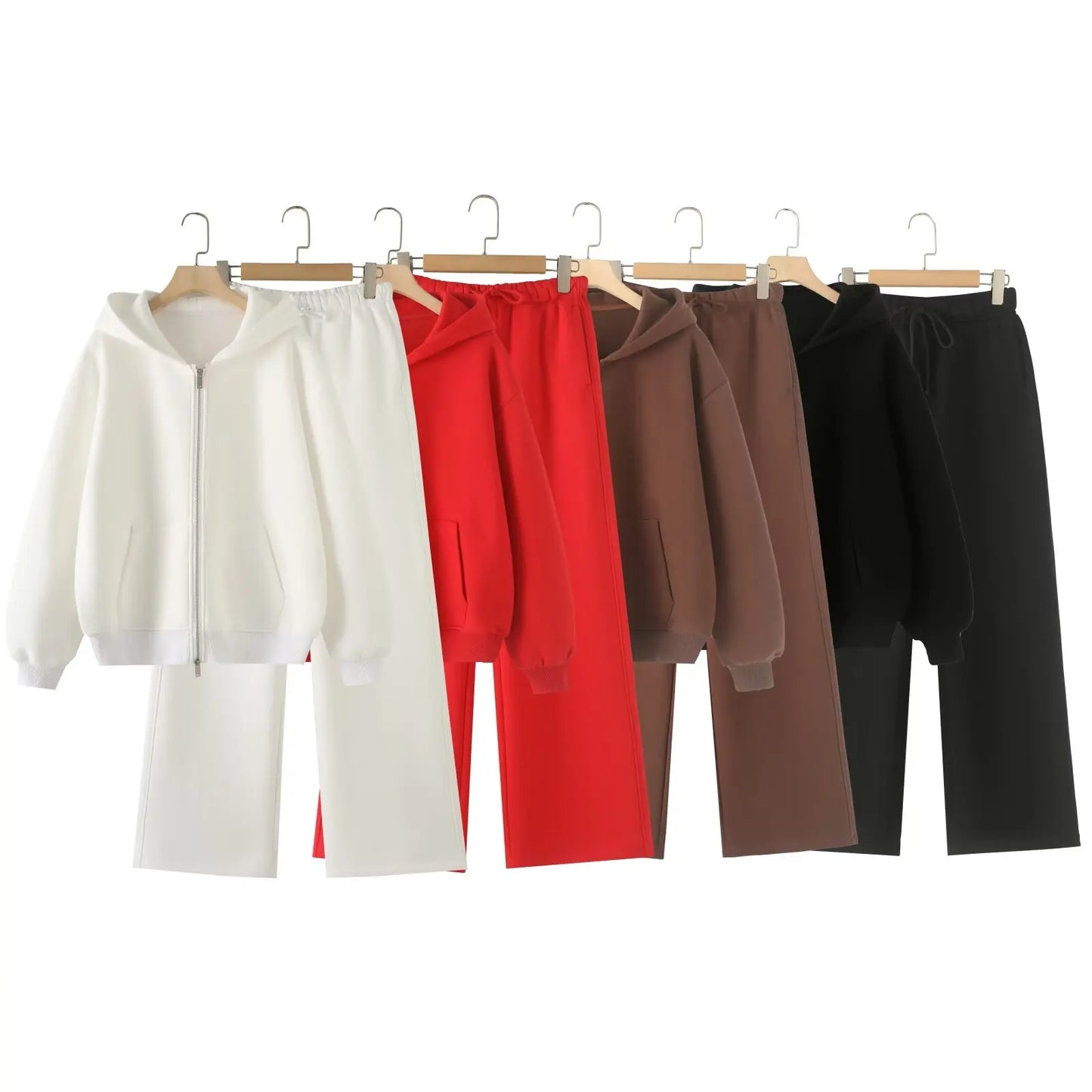 Ensemble Cardigan en coton avec fermeture éclair pour femme, survêtement, pantalon Baggy, vêtements de sport, pull, ensemble 2 pièces, tenues pour femmes, 2024