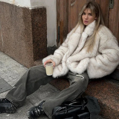 Veste en fausse fourrure de renard moelleuse Neo Mint pour femmes, manteau de fourrure nickel é respirant, veste optique chaude, Ins Fashion Girls, hiver 2024