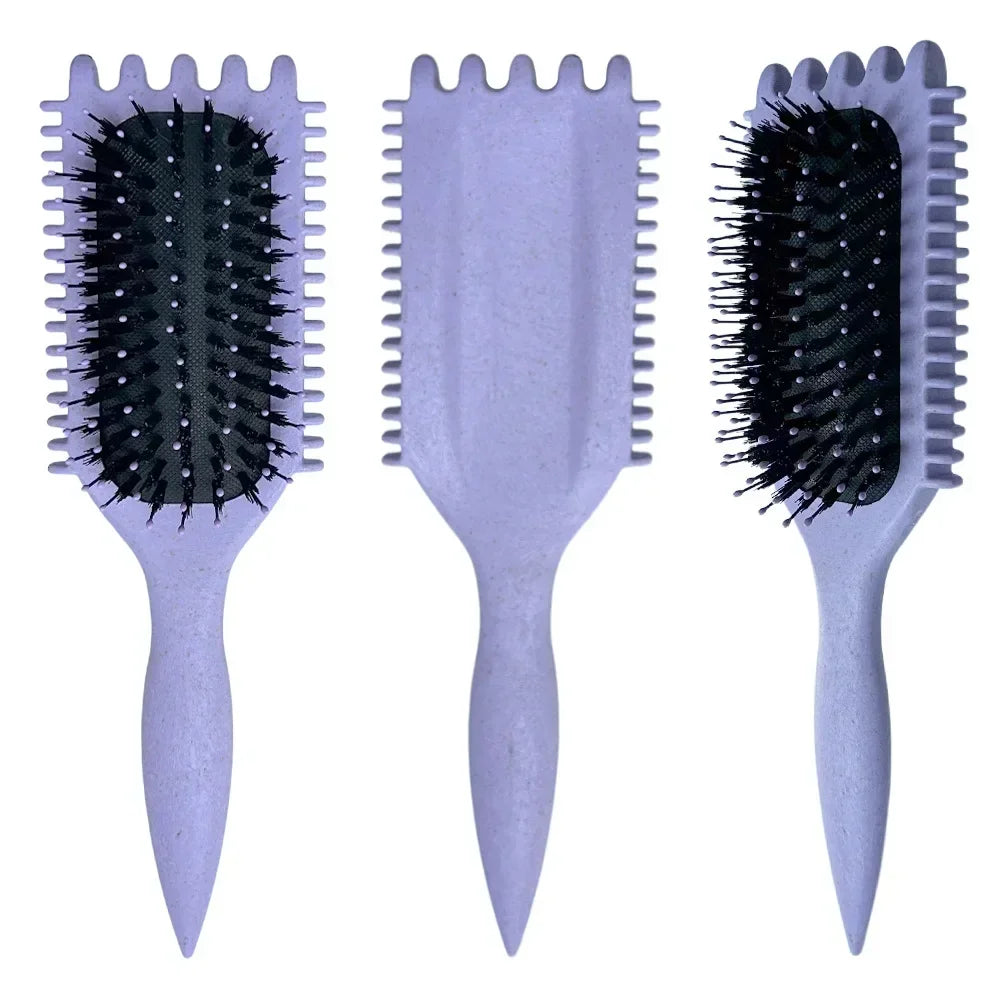 Boar Bristle Curl Defining Brush Detangling & Shaping Styling Tool for Curly Hair Professional Salon Comb for Women & Men