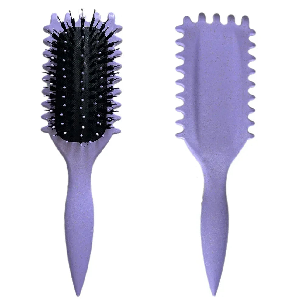Boar Bristle Curl Defining Brush Detangling & Shaping Styling Tool for Curly Hair Professional Salon Comb for Women & Men