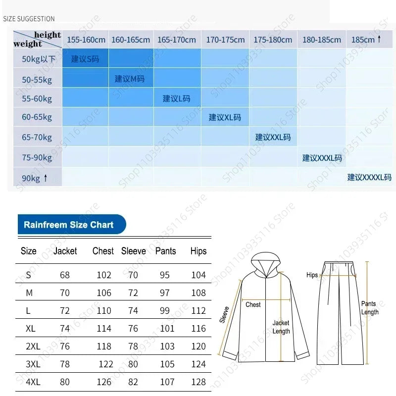 Split Raincoat Jacket Rain Pants Suit Adult Waterproof Outdoor Motorcycle Cycling Hiking Fishing Rainproof Protective 비옷