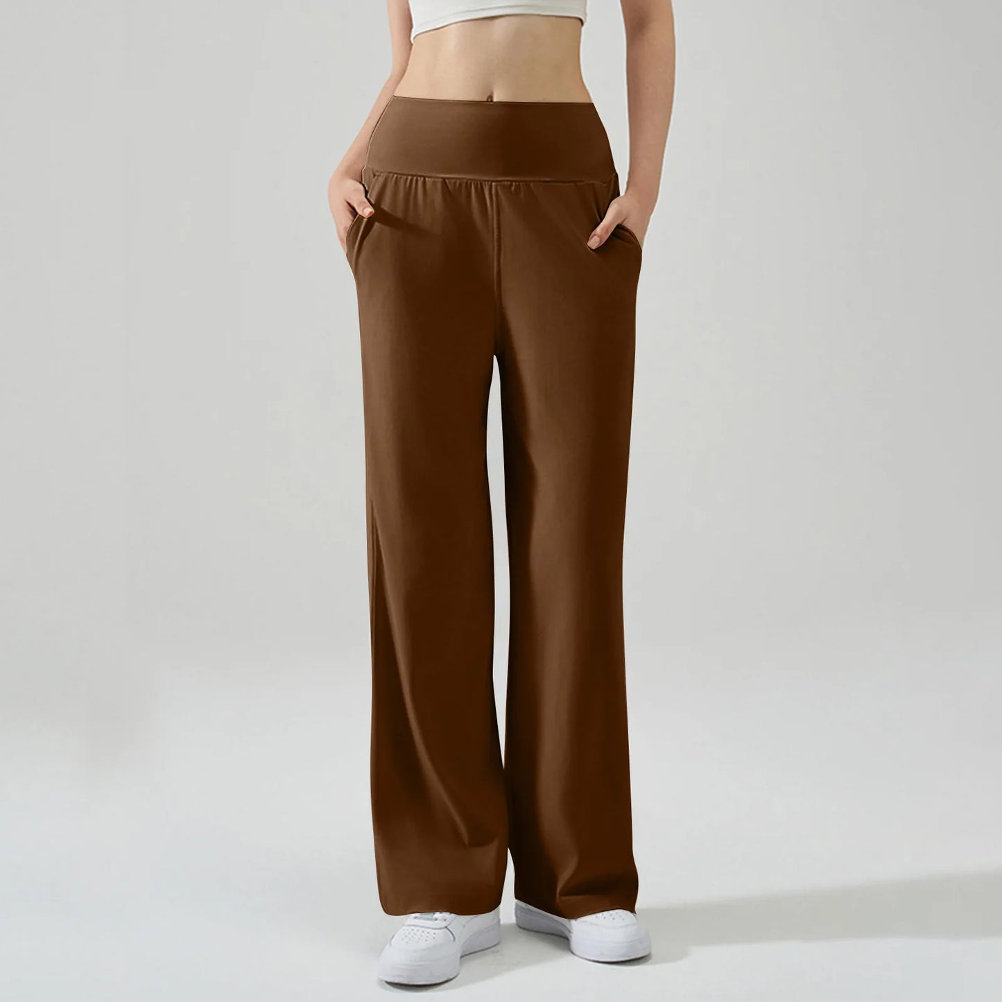 Pantalon de Yoga taille haute Baggy élastique pour femmes, pantalon de sport d'été, Micro évasé, Leggings de danse amples, pantalon de survêtement solide
