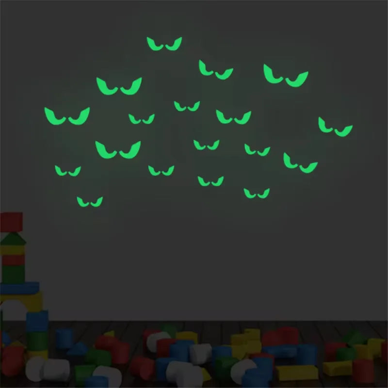 Autocollants Muraux Veilleuse d'Halloween, Yeux de Veilleuse Peeping, Autocollants de Décoration Fantôme, Autocollants Muraux Fluorescents d'Horreur
