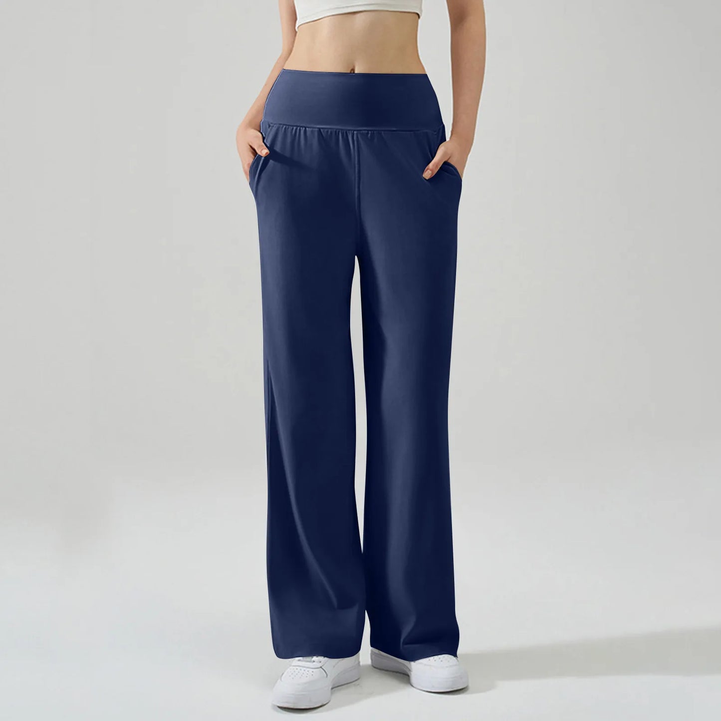 Pantalon de Yoga taille haute Baggy élastique pour femmes, pantalon de sport d'été, Micro évasé, Leggings de danse amples, pantalon de survêtement solide