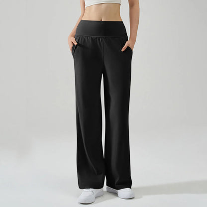 Pantalon de Yoga taille haute Baggy élastique pour femmes, pantalon de sport d'été, Micro évasé, Leggings de danse amples, pantalon de survêtement solide