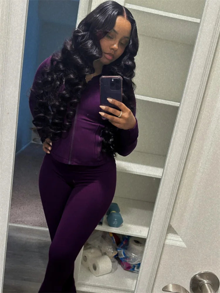 Vêtements de sport élégants pour femmes, hauts à manches longues, pantalons évasés, ensembles de 2 pièces, survêtement, Streetwear, Leggings de Jogging, tenues