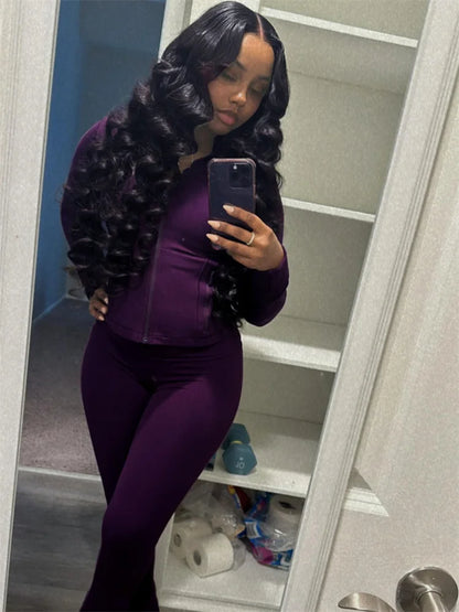 Vêtements de sport élégants pour femmes, hauts à manches longues, pantalons évasés, ensembles de 2 pièces, survêtement, Streetwear, Leggings de Jogging, tenues