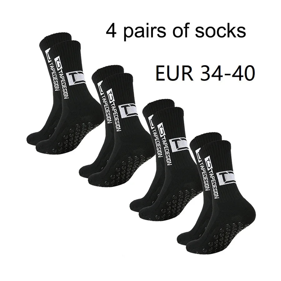 4 paires de nouvelles chaussettes de football collées à tube central TC pour l'entraînement sportif et la compétition, chaussettes antidérapantes et respirantes