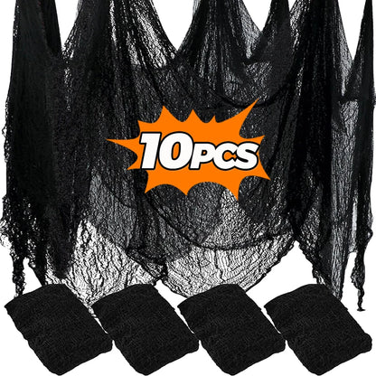 Chiffons effrayants noirs pour Halloween, 76x198cm, maille, filet de gaze pour fête d'halloween, toile d'araignée, gaze murale, accessoires de scène de terreur