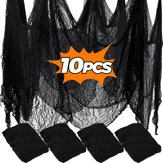 Chiffons effrayants noirs pour Halloween, 76x198cm, maille, filet de gaze pour fête d'halloween, toile d'araignée, gaze murale, accessoires de scène de terreur