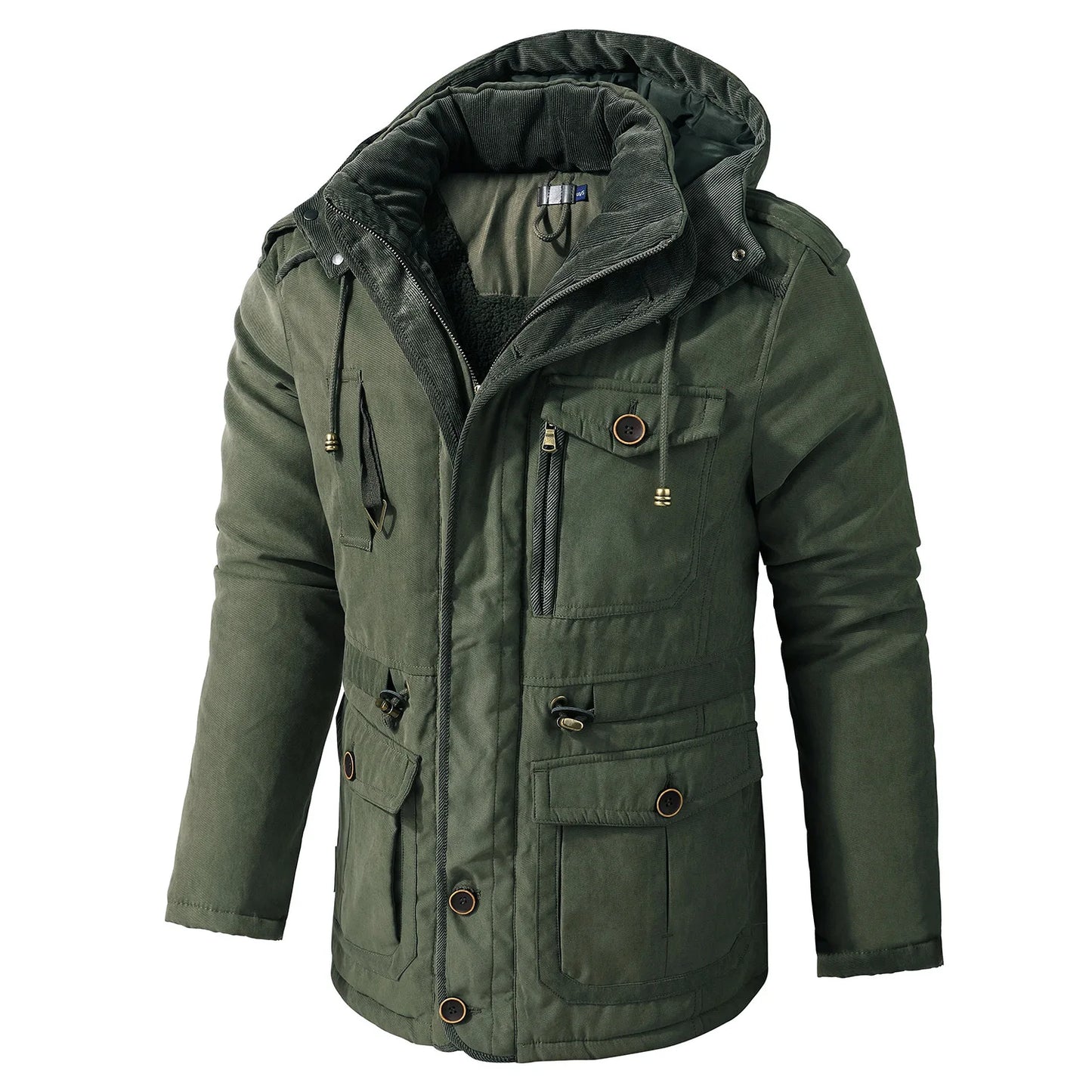 Parka polaire d'hiver pour hommes, vestes chaudes coupe-vent, manteau Parka à capuche épais, doublure en fourrure, vêtements d'extérieur décontractés, veste rembourrée en coton