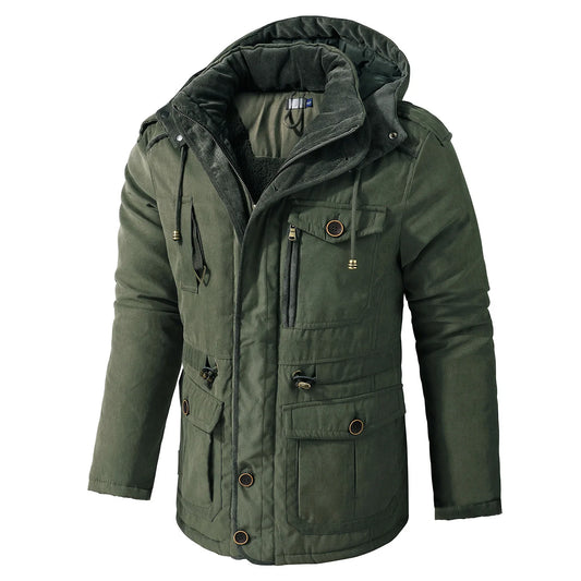 Parka polaire d'hiver pour hommes, vestes chaudes coupe-vent, manteau Parka à capuche épais, doublure en fourrure, vêtements d'extérieur décontractés, veste rembourrée en coton