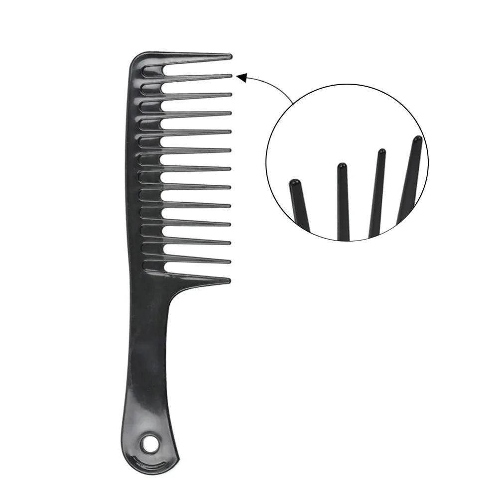 Peigne de coiffure en plastique noir, 1 pièce, peigne à dents larges, démêlant, peigne de coiffure, cheveux bouclés et humides
