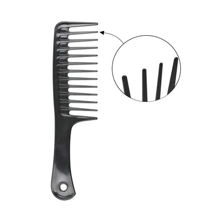 Peigne de coiffure en plastique noir, 1 pièce, peigne à dents larges, démêlant, peigne de coiffure, cheveux bouclés et humides