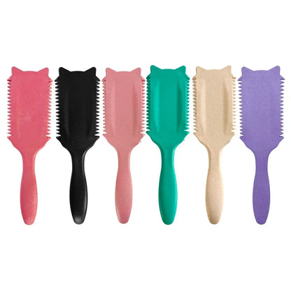 Boar Bristle Curl Defining Brush Detangling & Shaping Styling Tool for Curly Hair Professional Salon Comb for Women & Men