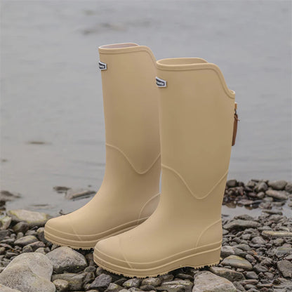 Bottes de pluie pour couple : monocylindre, élégantes pour un usage extérieur, chaussures d'eau à semelles plates, galoches imperméables, bottes longues de camping, C