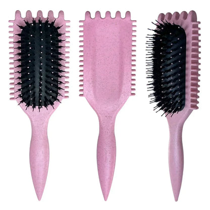 Boar Bristle Curl Defining Brush Detangling & Shaping Styling Tool for Curly Hair Professional Salon Comb for Women & Men