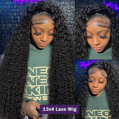 Perruque Lace Front Wig naturelle bouclée, cheveux humains, Deep Wave, 13x6 HD, 30 40 pouces, 13x4, densité 250