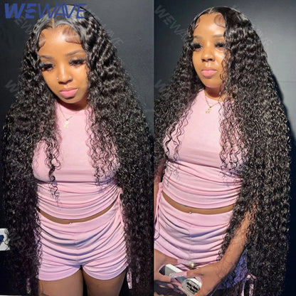 Perruque Lace Front Wig naturelle bouclée, cheveux humains, Deep Wave, 13x6 HD, 30 40 pouces, 13x4, densité 250
