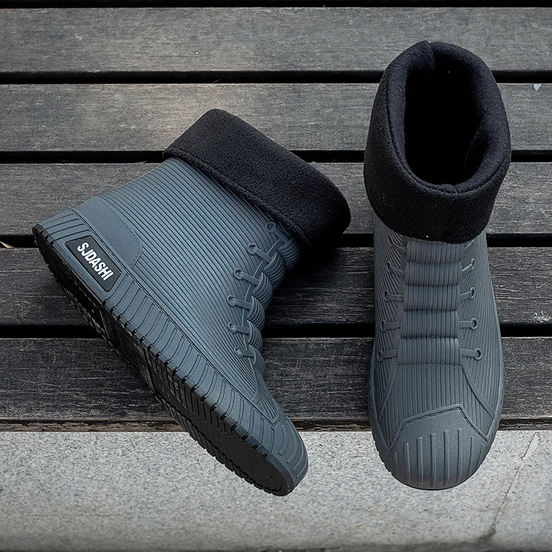 Bottes de pluie pour hommes et femmes, chaussures d'été décontractées, mi-mollet, imperméables, doublure d'hiver avec polaire, chaudes, antidérapantes, résistantes à l'usure, pour l'extérieur