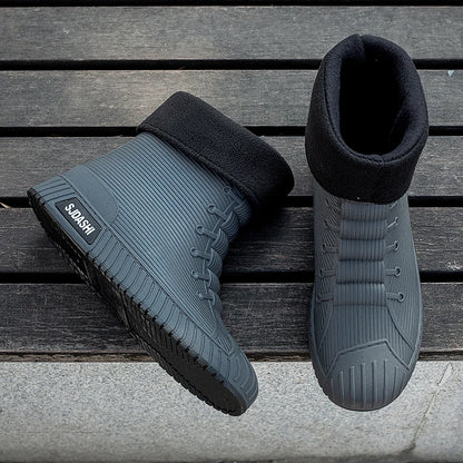 Bottes de pluie pour hommes et femmes, chaussures d'été décontractées, mi-mollet, imperméables, doublure d'hiver avec polaire, chaudes, antidérapantes, résistantes à l'usure, pour l'extérieur