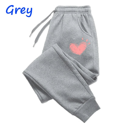 Femmes mignon coeur imprimé pantalons de survêtement automne hiver coton pantalons longs survêtement pantalon sport décontracté Fitness femmes pantalons de survêtement