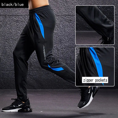 Pantalons de Sport pour hommes pantalons de course avec poches zippées entraînement de Football pantalons de Sport de Jogging Fitness Leggings de Football pantalons de survêtement