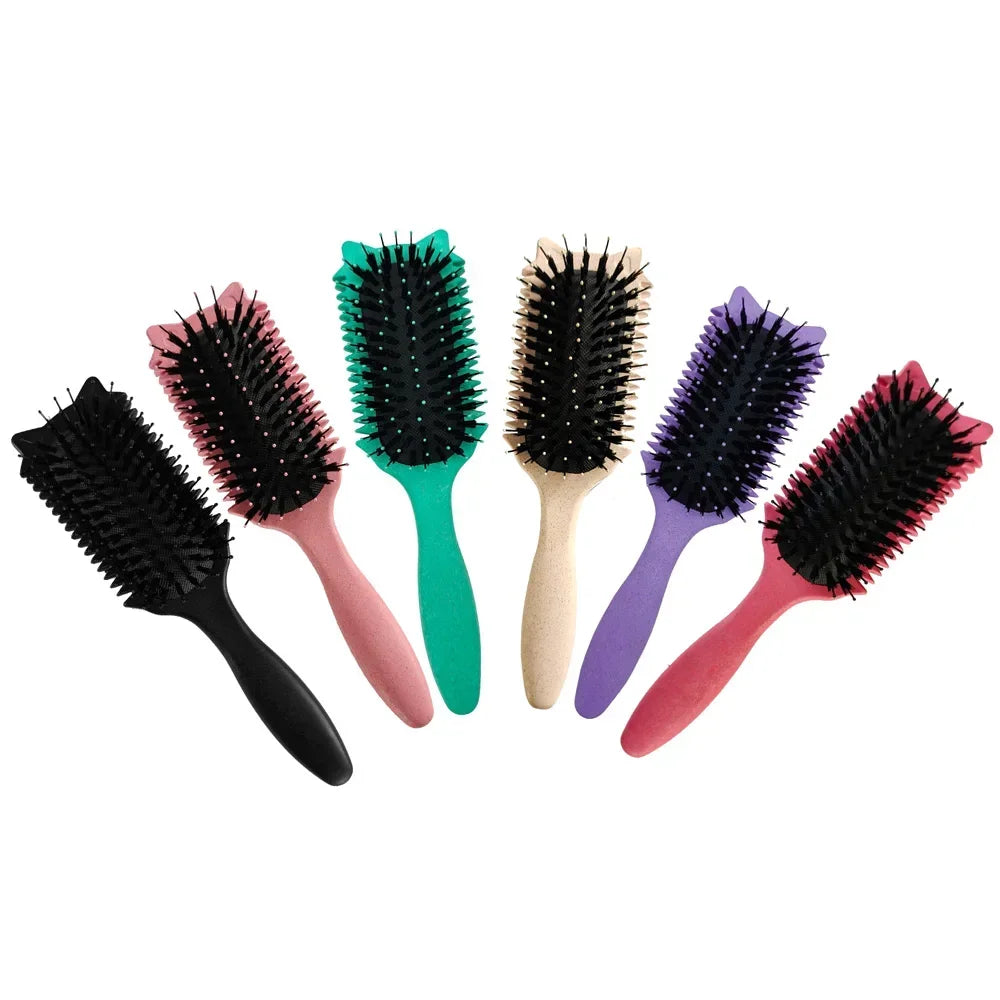 Boar Bristle Curl Defining Brush Detangling & Shaping Styling Tool for Curly Hair Professional Salon Comb for Women & Men
