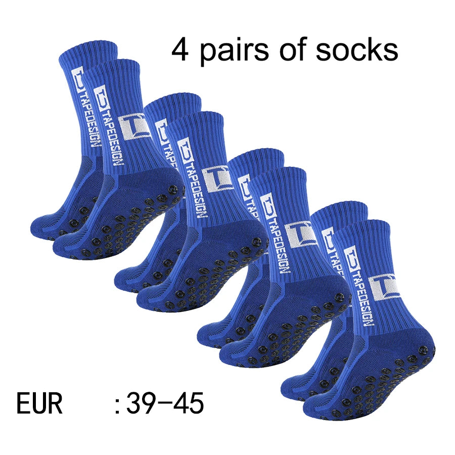 4 paires de nouvelles chaussettes de football collées à tube central TC pour l'entraînement sportif et la compétition, chaussettes antidérapantes et respirantes