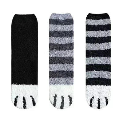 3 paires femmes chat patte rayure 3d chaussettes Kawaii amusant épais filles dessin animé animaux doigts chaussette bonneterie orteil zèbre/tigre/chat pied Sox
