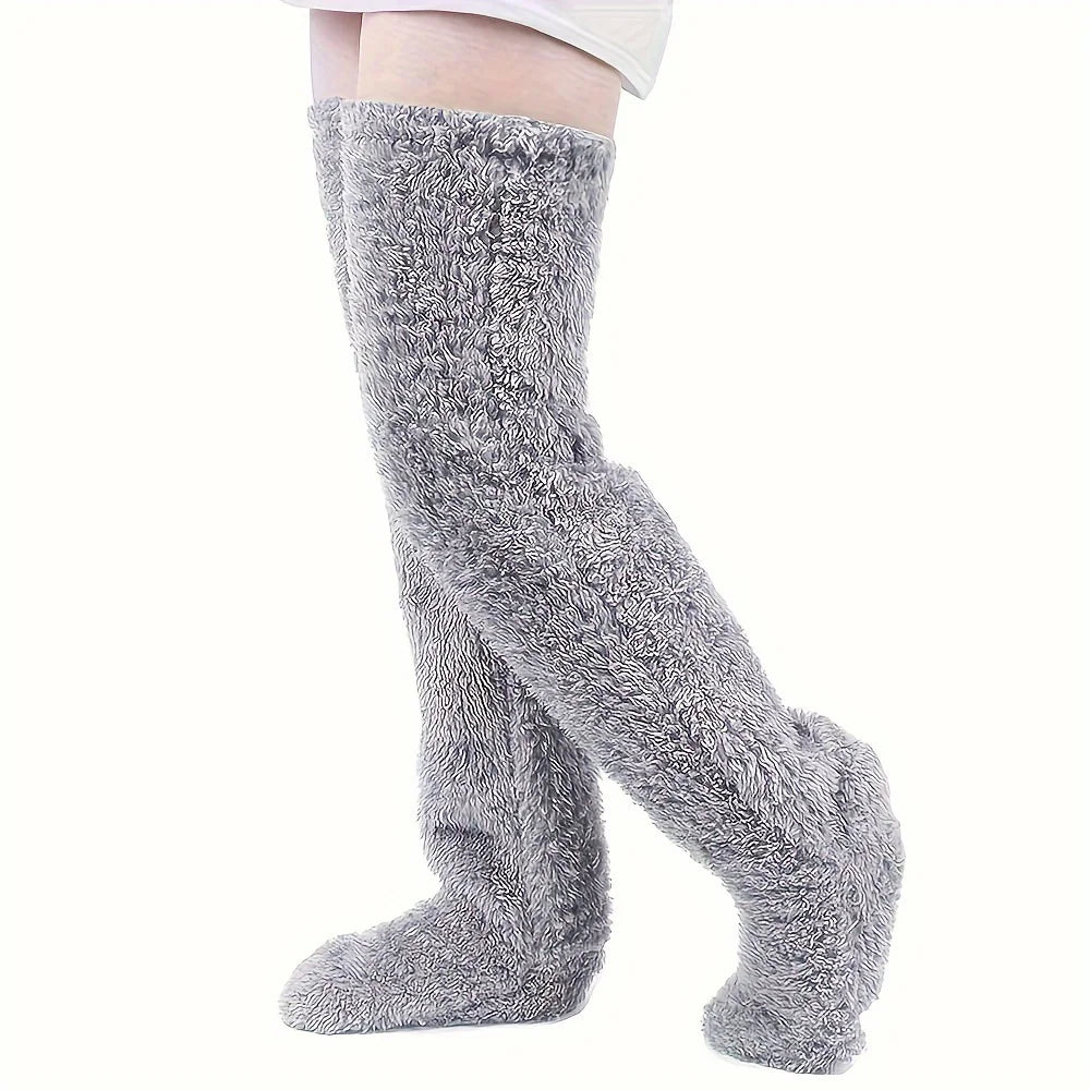 Jambes froides chaussettes chaudes ours en peluche sol mi-mollet genouillères chaud haut hiver chaud hommes et femmes Halloween