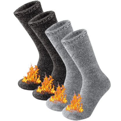 2 paires Pack hiver chaussettes thermiques pour hommes femmes temps froid chaussettes isolées en plein air randonnée ski chaud neige épais chaussettes chauffantes