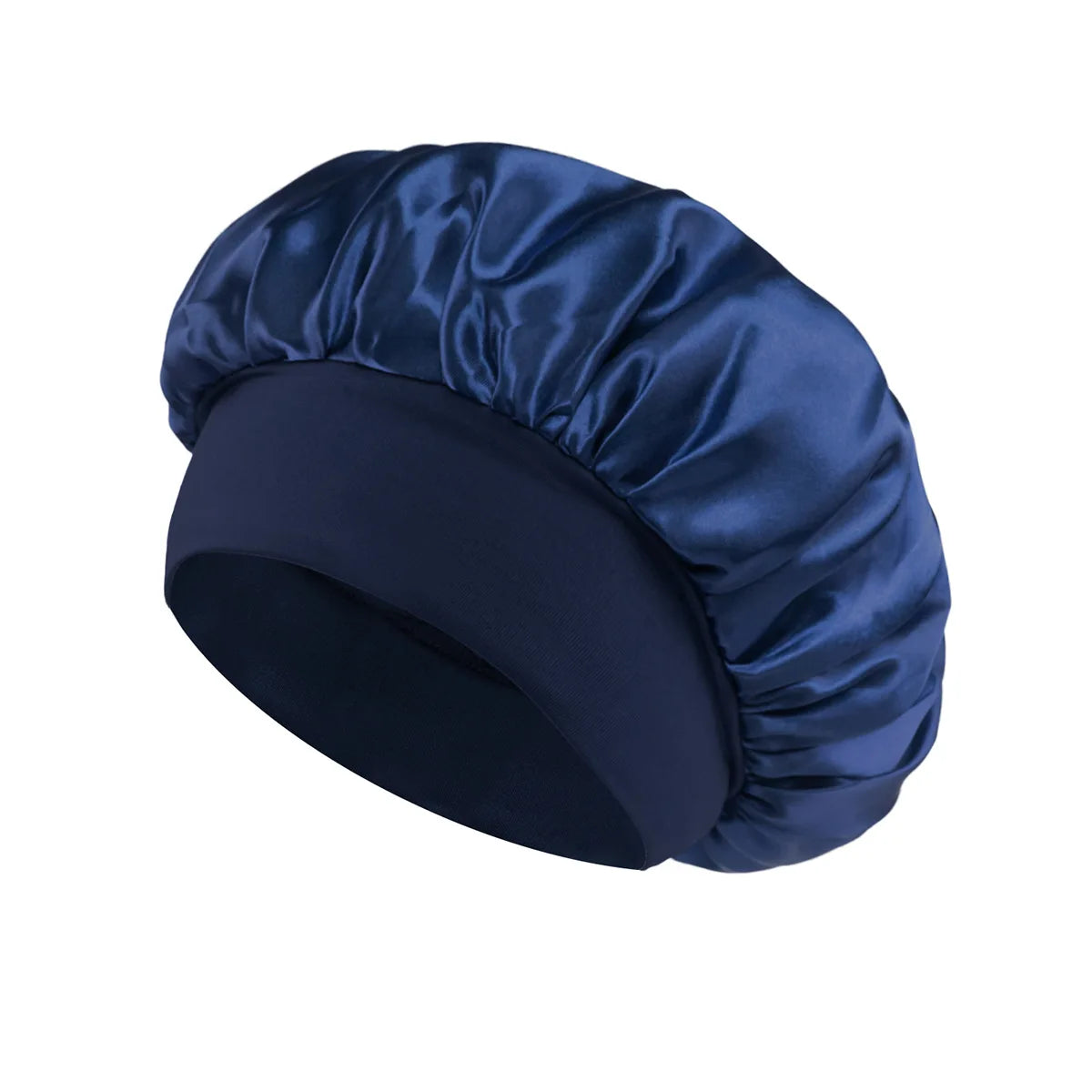 1PC Women's Satin Solid Bonnets Wide-brimmed Night Sleeping Bathing Hat Unisex Head Wrap Elastic Band Cap Hair Care Bonnet.