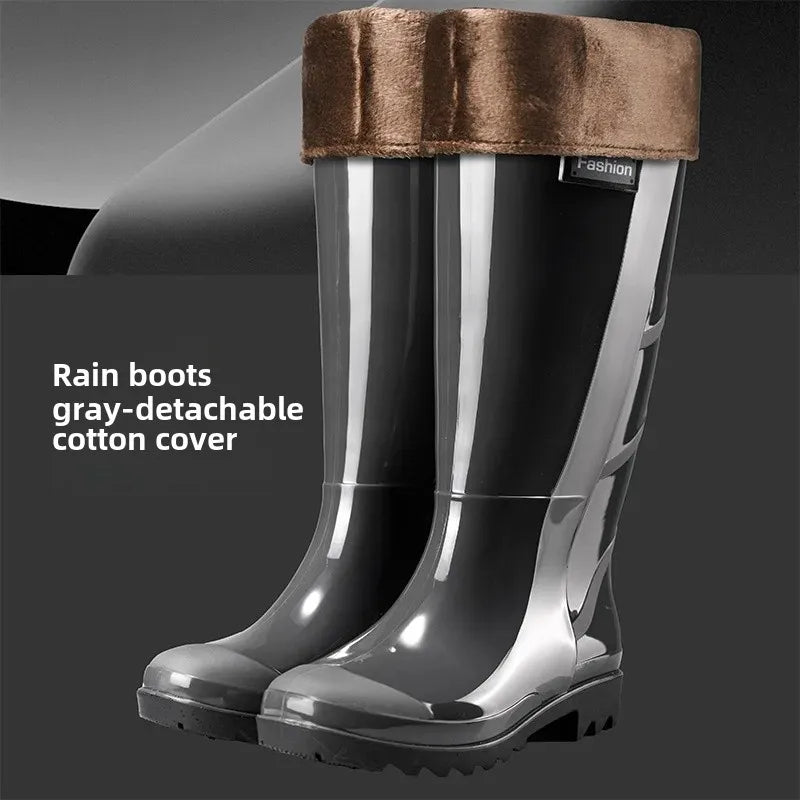 Bottes de pluie de Camouflage à Tube haut pour hommes, résistantes à l'usure, imperméables, fond de Tendon de vache, doublure polaire chaude, chaussures de Style populaire