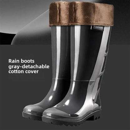 Bottes de pluie de Camouflage à Tube haut pour hommes, résistantes à l'usure, imperméables, fond de Tendon de vache, doublure polaire chaude, chaussures de Style populaire