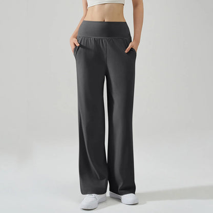 Pantalon de Yoga taille haute Baggy élastique pour femmes, pantalon de sport d'été, Micro évasé, Leggings de danse amples, pantalon de survêtement solide