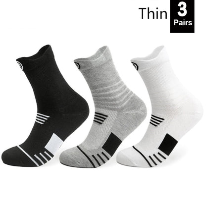 1/3 paires/lot chaussettes pour hommes bas de Compression respirant basket-ball sport cyclisme course serviette chaussettes haute élastique Tube chaussettes