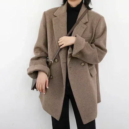 CHIC VEN femmes laine mélange manteau solide mi-long laine Blazer épais chaud Blouse femmes pardessus bureau montre de sport automne hiver