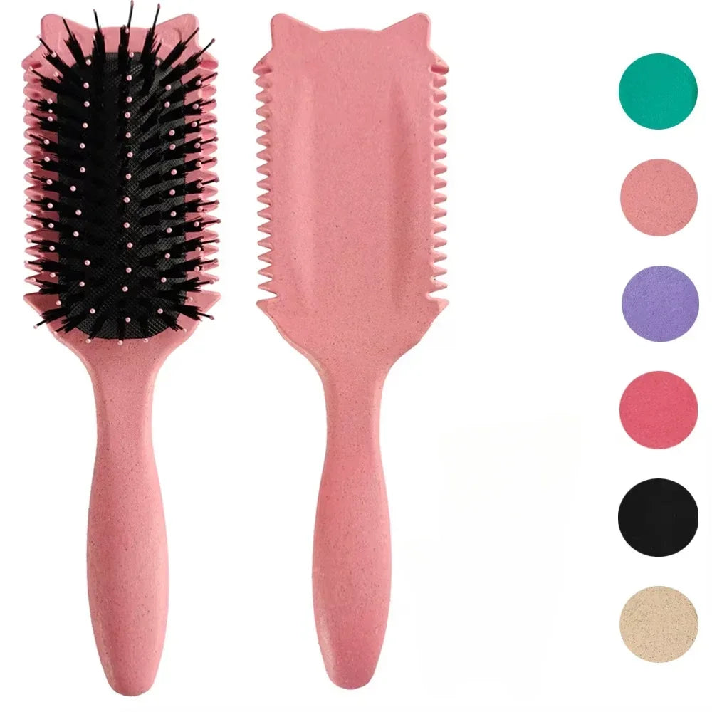 Boar Bristle Curl Defining Brush Detangling & Shaping Styling Tool for Curly Hair Professional Salon Comb for Women & Men