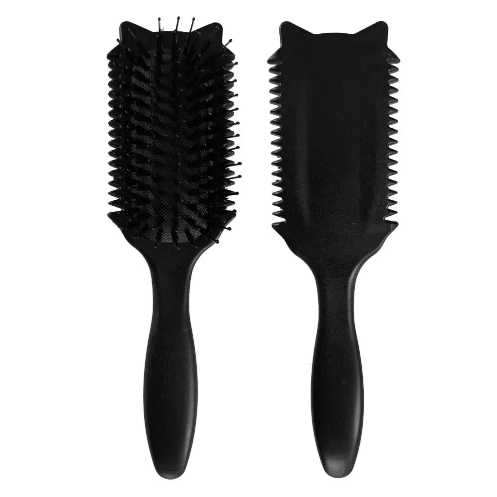 Boar Bristle Curl Defining Brush Detangling & Shaping Styling Tool for Curly Hair Professional Salon Comb for Women & Men