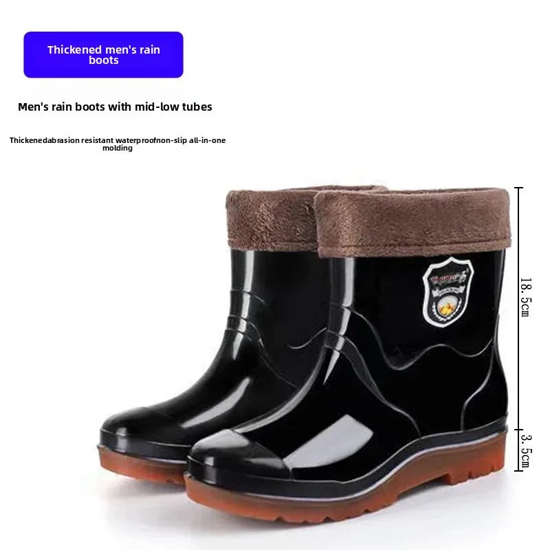 Bottes de pluie de Camouflage à Tube haut pour hommes, résistantes à l'usure, imperméables, fond de Tendon de vache, doublure polaire chaude, chaussures de Style populaire
