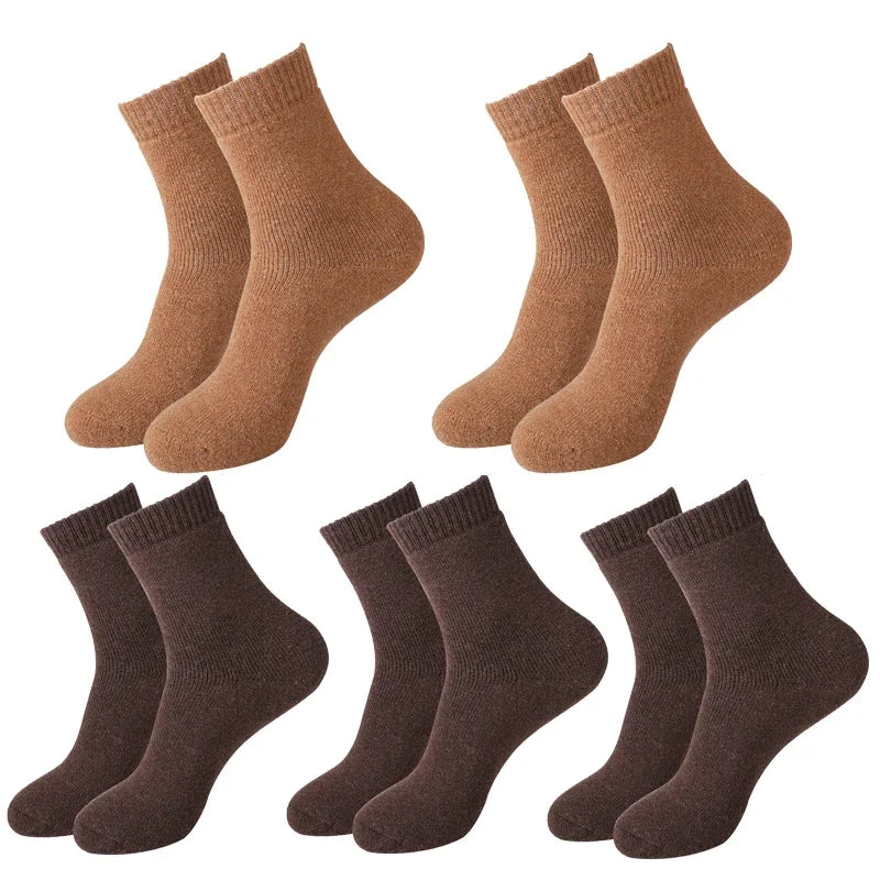 5 paires de chaussettes en laine pour femmes, chaudes, épaisses, confortables, thermiques, couleur unie, chaussettes souples pour dames, chaussettes de travail confortables pour hommes et femmes, randonnée