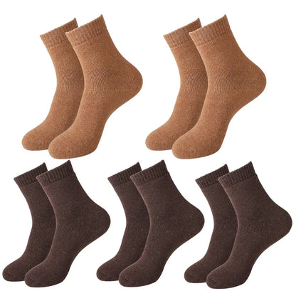 5 paires de chaussettes en laine pour femmes, chaudes, épaisses, confortables, thermiques, couleur unie, chaussettes souples pour dames, chaussettes de travail confortables pour hommes et femmes, randonnée