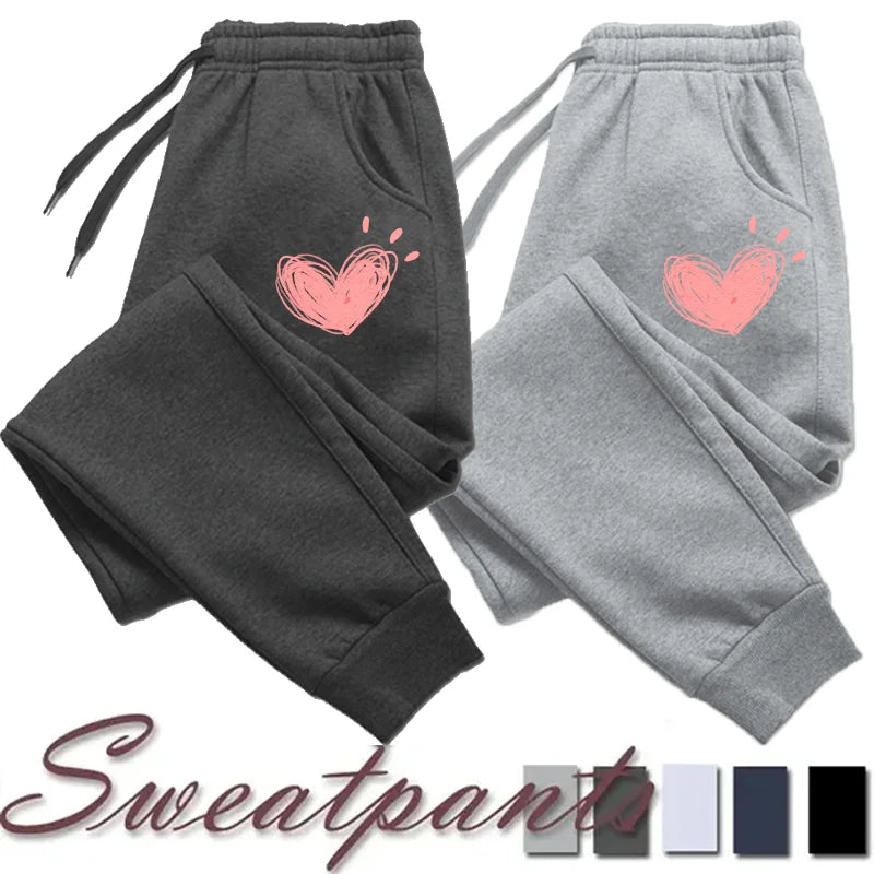 Femmes mignon coeur imprimé pantalons de survêtement automne hiver coton pantalons longs survêtement pantalon sport décontracté Fitness femmes pantalons de survêtement